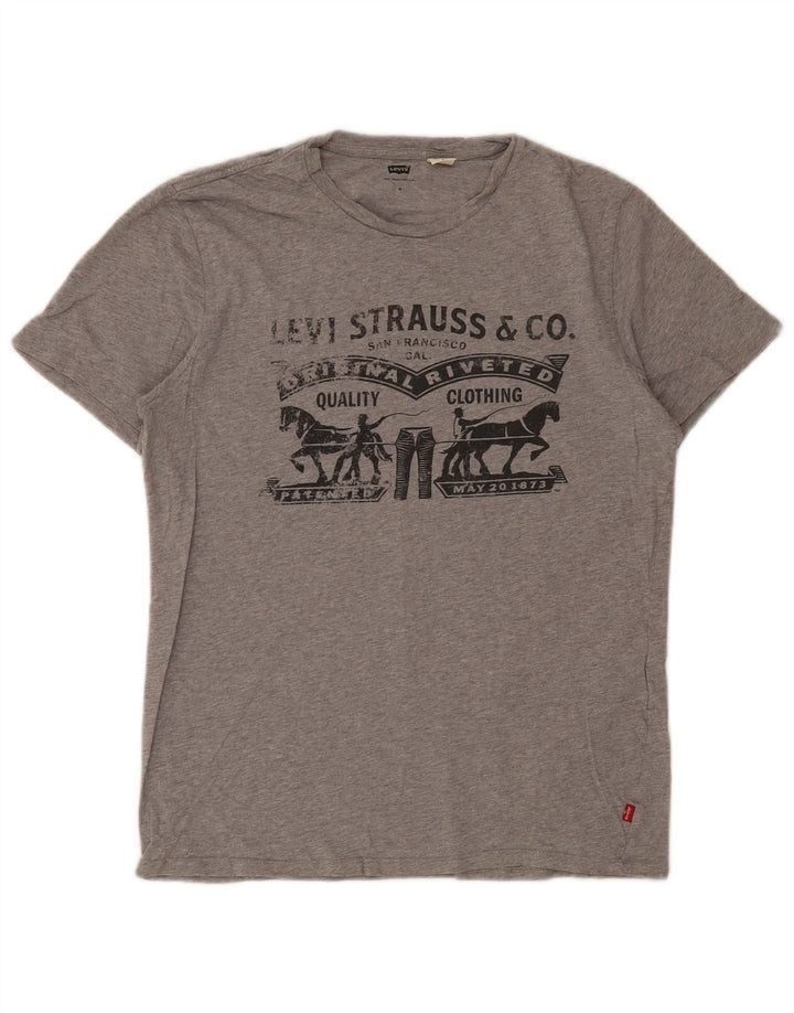 Levi's Mens Graphic T-Shirt Top Medium Grey Flecked