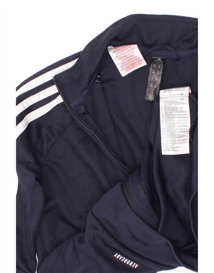Adidas Boys Aeroready Tracksuit Top Jacket 7-8 Years Navy Blue Polyester