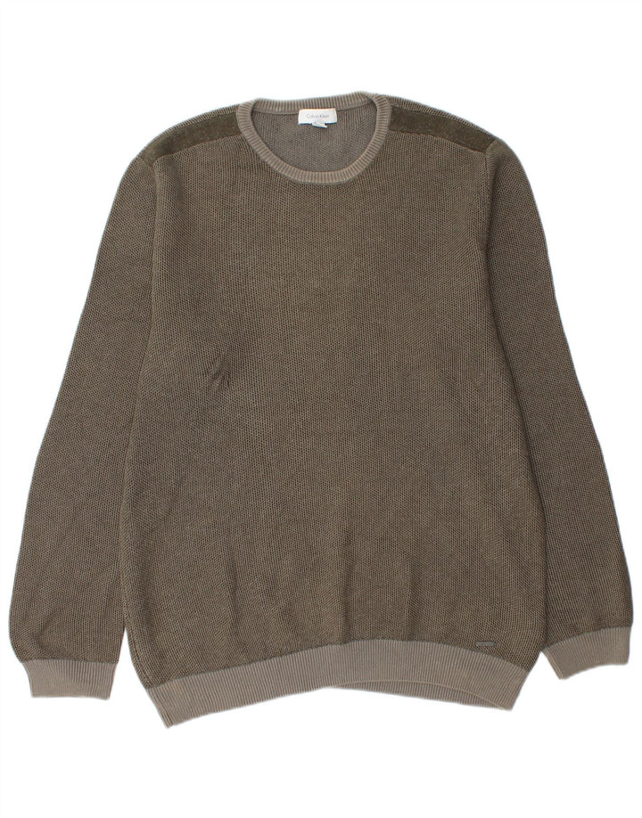 Calvin Klein Mens Crew Neck Jumper Sweater Medium Grey Cotton