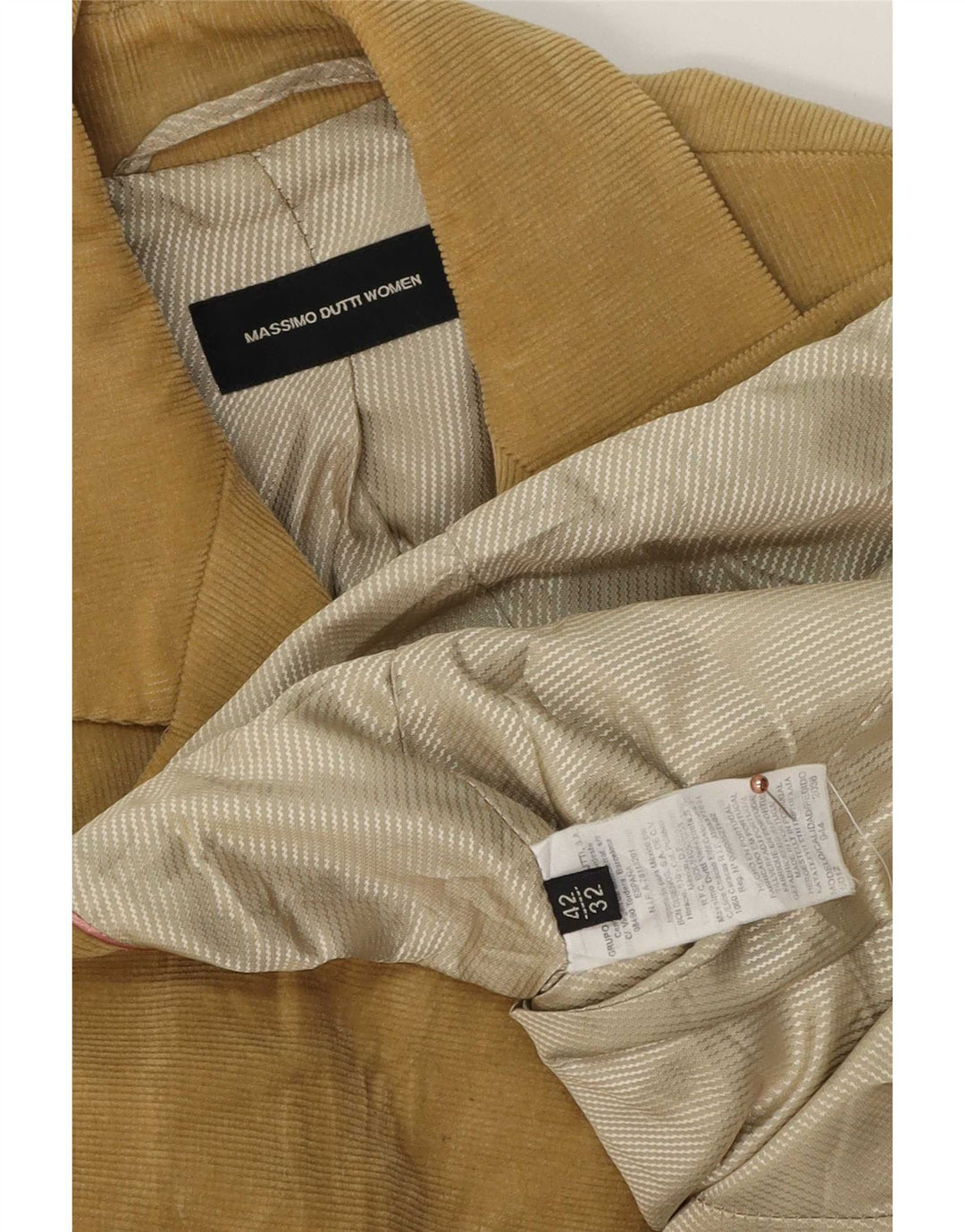 Massimo Dutti Womens 2 Button Corduroy Blazer Jacket EU 42 Large Beige