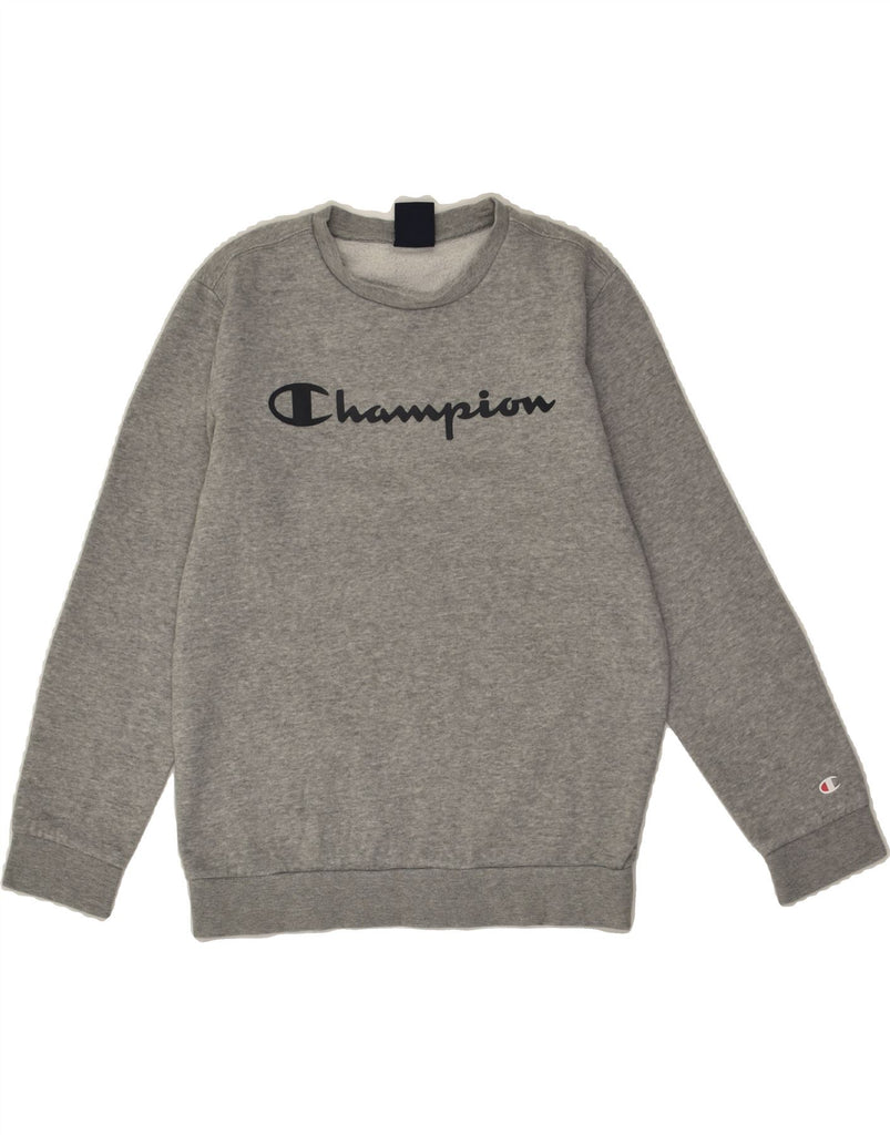 CHAMPION Boys Graphic Sweatshirt Jumper 11-12 Years Large  Grey Cotton | Vintage Champion | Thrift | Second-Hand Champion | Used Clothing | Messina Hembry 