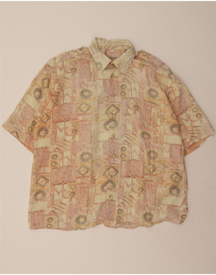 SEIDENSTICKER Mens Short Sleeve Shirt Size 43 Large Beige Patchwork Vintage Seidensticker and Second-Hand Seidensticker from Messina Hembry 