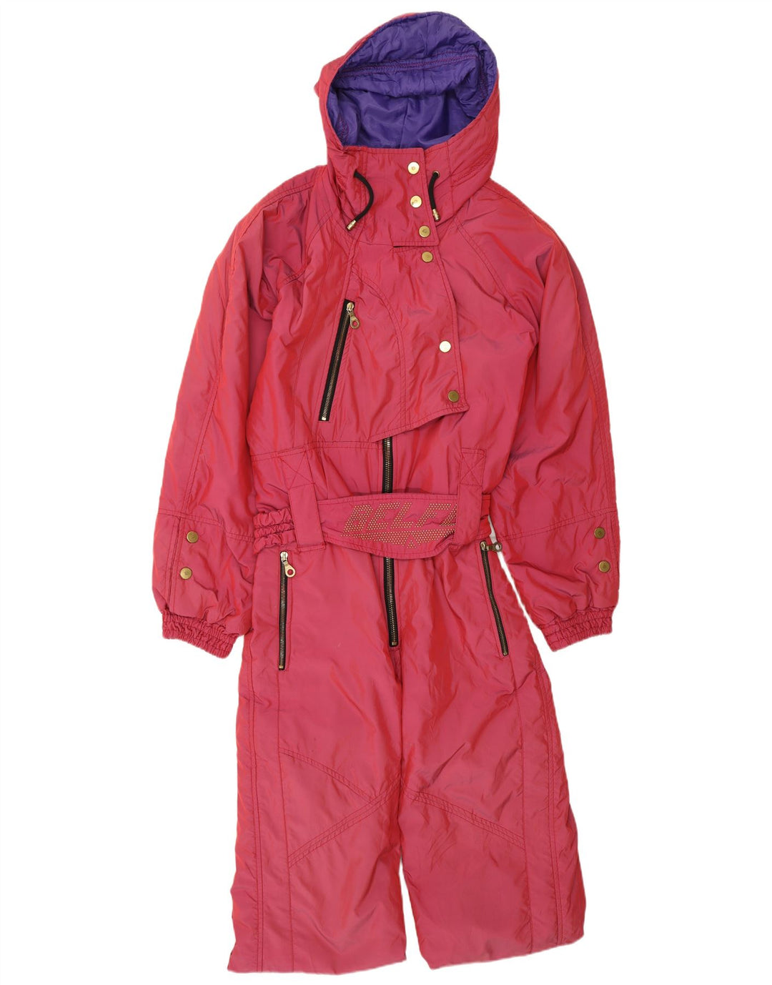 Belfe & Belfe Womens Graphic Hooded Ski Jumpsuit UK 14 Medium Pink