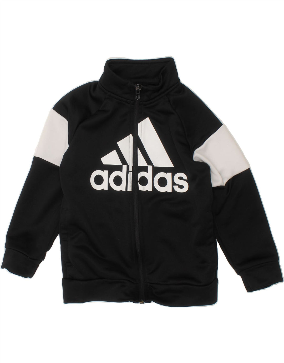 ADIDAS Boys Graphic Tracksuit Top Jacket 5-6 Years Black Colourblock Vintage Adidas and Second-Hand Adidas from Messina Hembry 