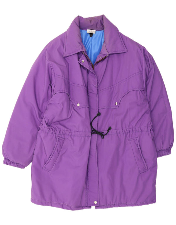 Vintage Womens Padded Coat UK 18 XL Purple Polyester