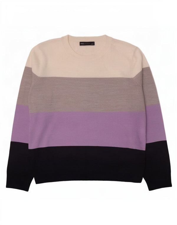 Marks & Spencer Womens Boat Neck Jumper Sweater UK 14 Large Multicoloured