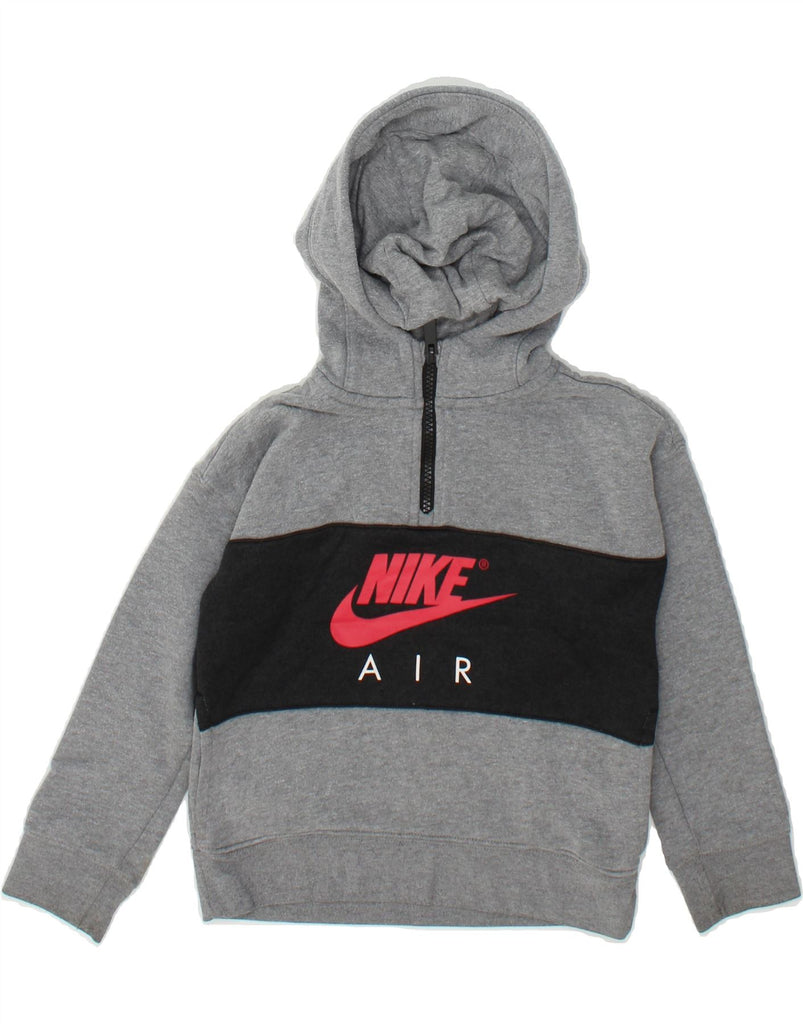 NIKE Boys Air Graphic Zip Neck Hoodie Jumper 5-6 Years Medium Grey | Vintage Nike | Thrift | Second-Hand Nike | Used Clothing | Messina Hembry 