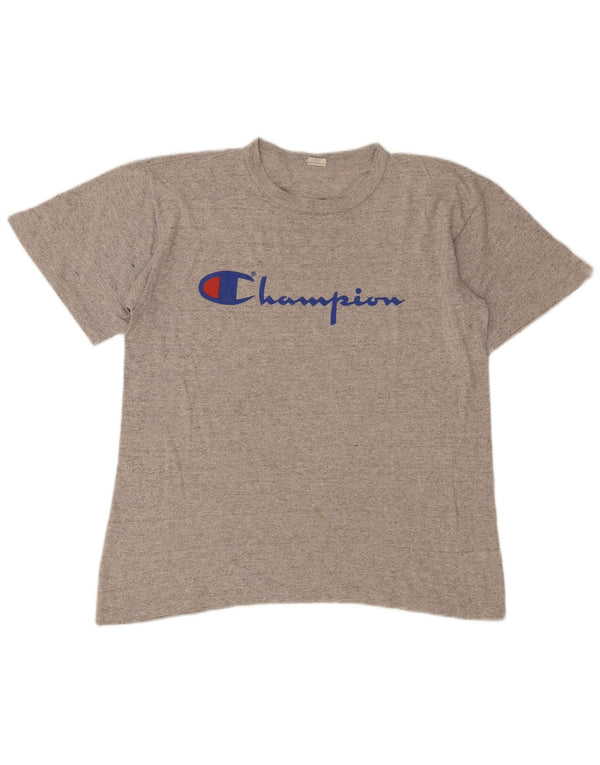 Champion Mens Graphic T-Shirt Top Large Grey Flecked Cotton