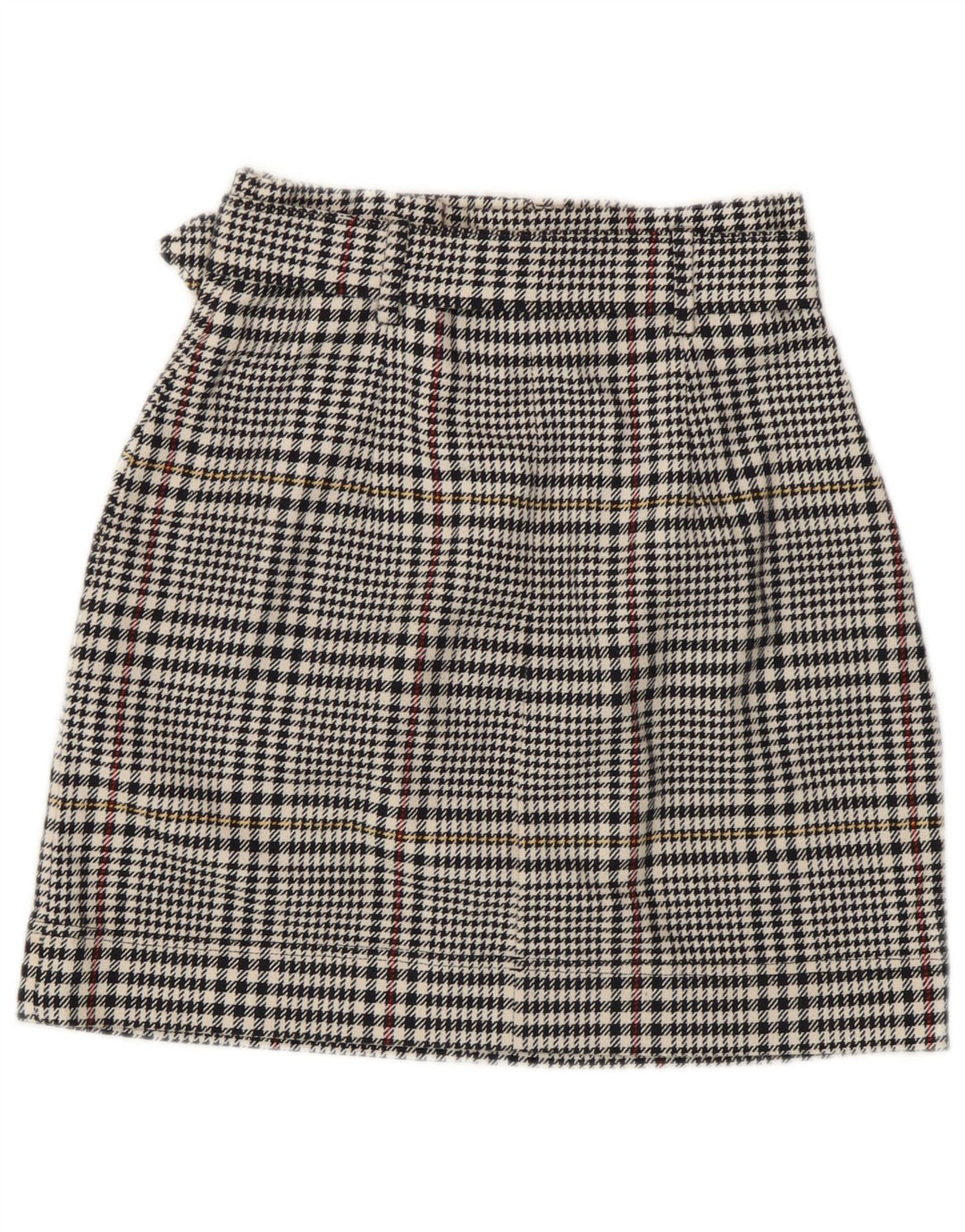 Marks & Spencer Womens Mini Skirt UK 8 Small W26  Black Houndstooth Cotton