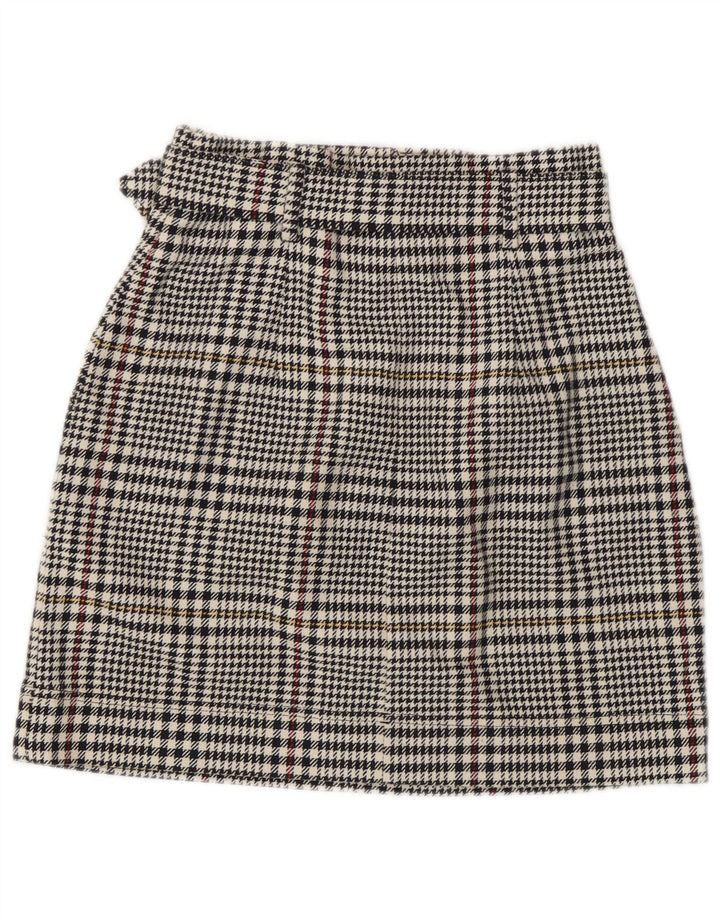Marks & Spencer Womens Mini Skirt UK 8 Small W26  Black Houndstooth Cotton