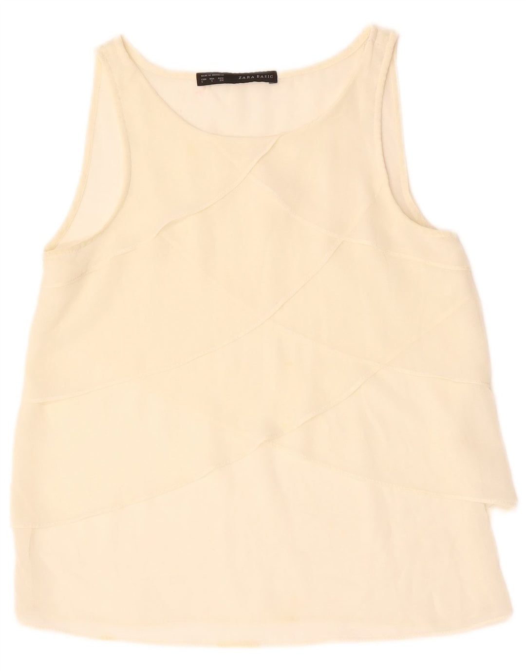 ZARA Womens Sleeveless Blouse Top UK 10 Small Off White