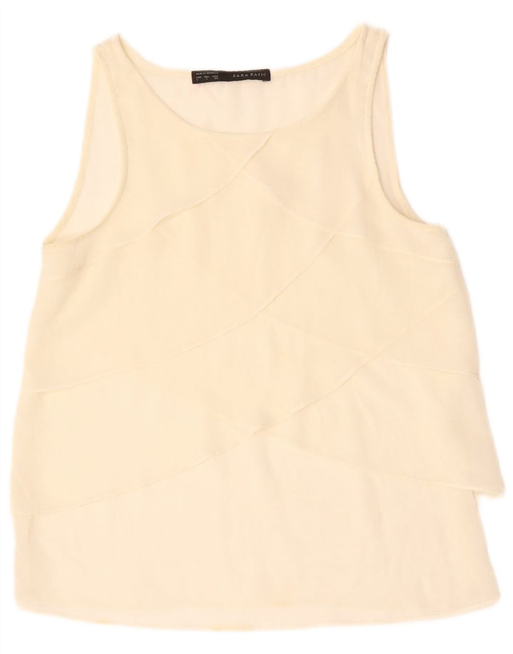 ZARA Womens Sleeveless Blouse Top UK 10 Small Off White