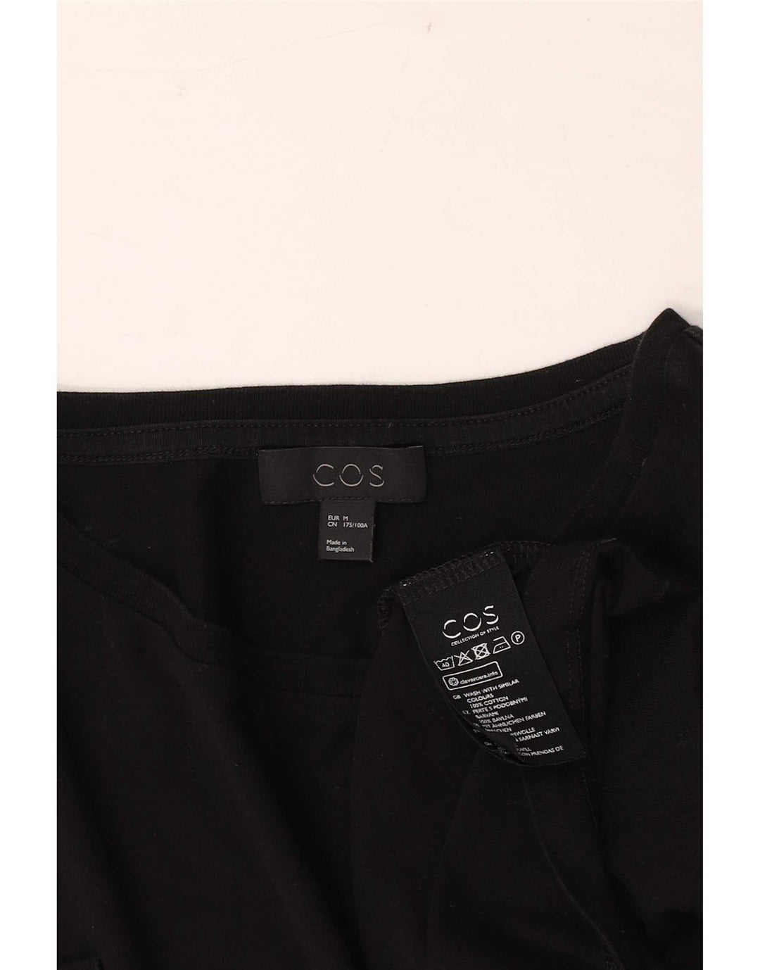 Cos Mens T-Shirt Top Medium Black Cotton