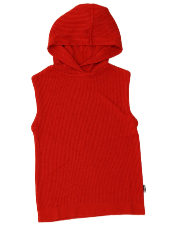 Superga Womens Crop Hooded Vest Tank Top UK 10 Small Red Wool