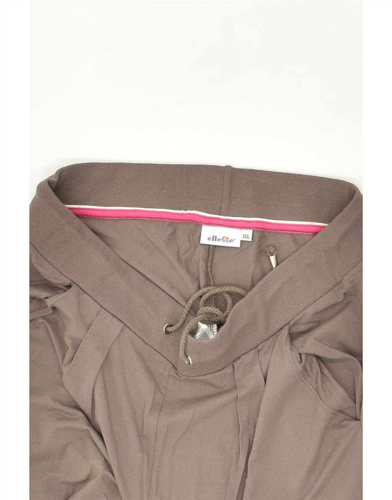 ELLESSE Womens Tracksuit Trousers UK 20 2XL Brown Viscose | Vintage Ellesse | Thrift | Second-Hand Ellesse | Used Clothing | Messina Hembry 