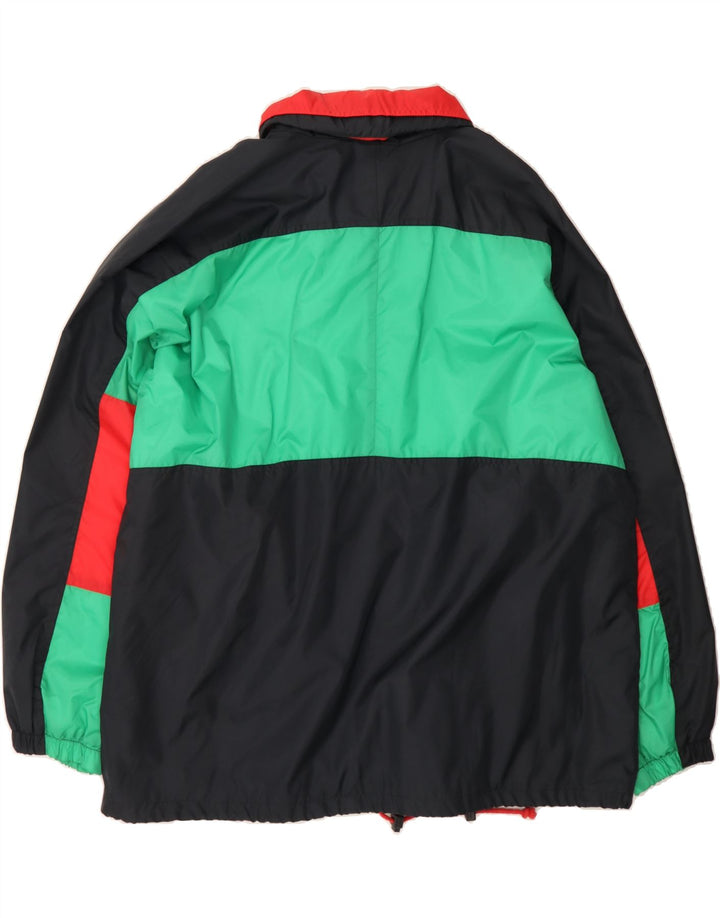 SHAMP Mens Windbreaker Jacket UK 42 XL Black Colourblock Polyester Vintage Shamp and Second-Hand Shamp from Messina Hembry 