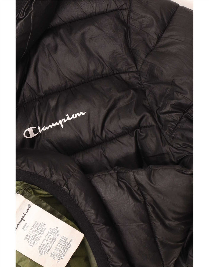 Champion Womens Hooded Padded Jacket UK 12 Medium Black Polyester