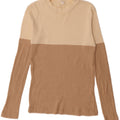 Cos Womens Top Long Sleeve UK 12 Medium Beige Colourblock Cotton
