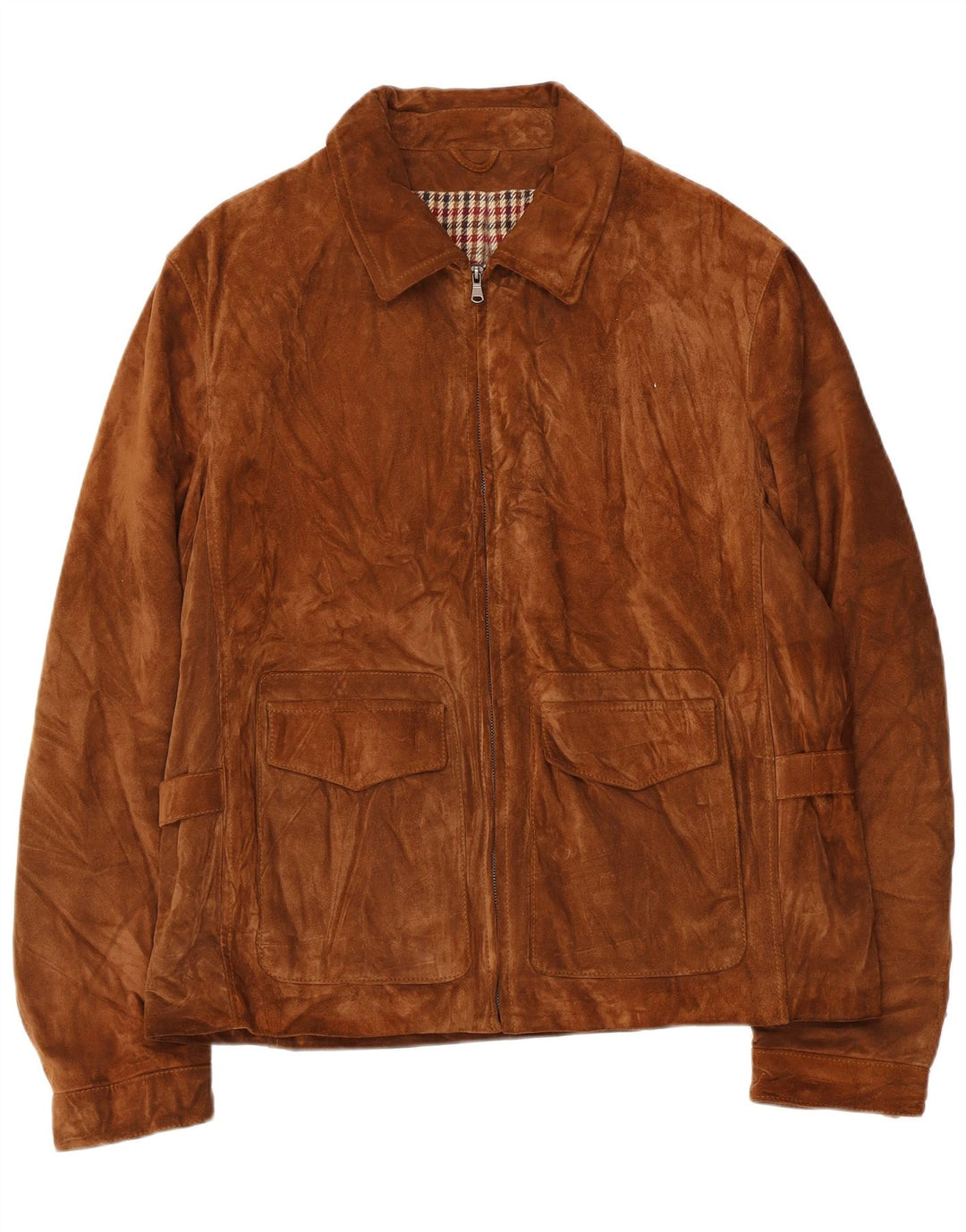VINTAGE Mens Suede Jacket IT 52 XL Brown Leather