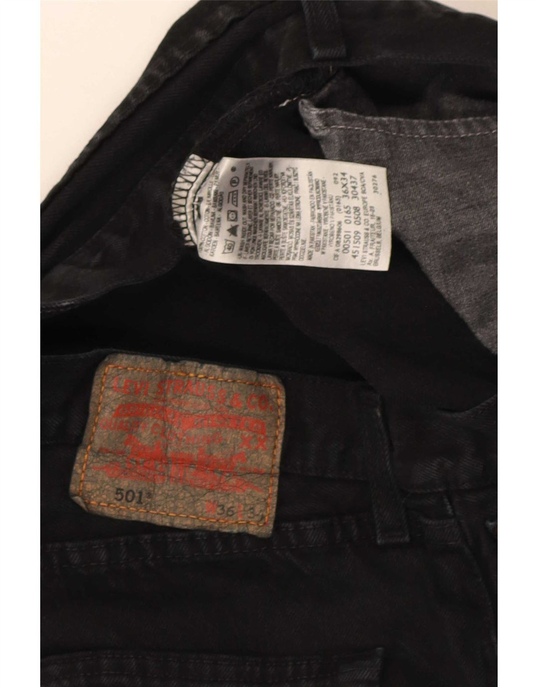 Levi's Mens 501 Straight Jeans W36 L34 Black Cotton