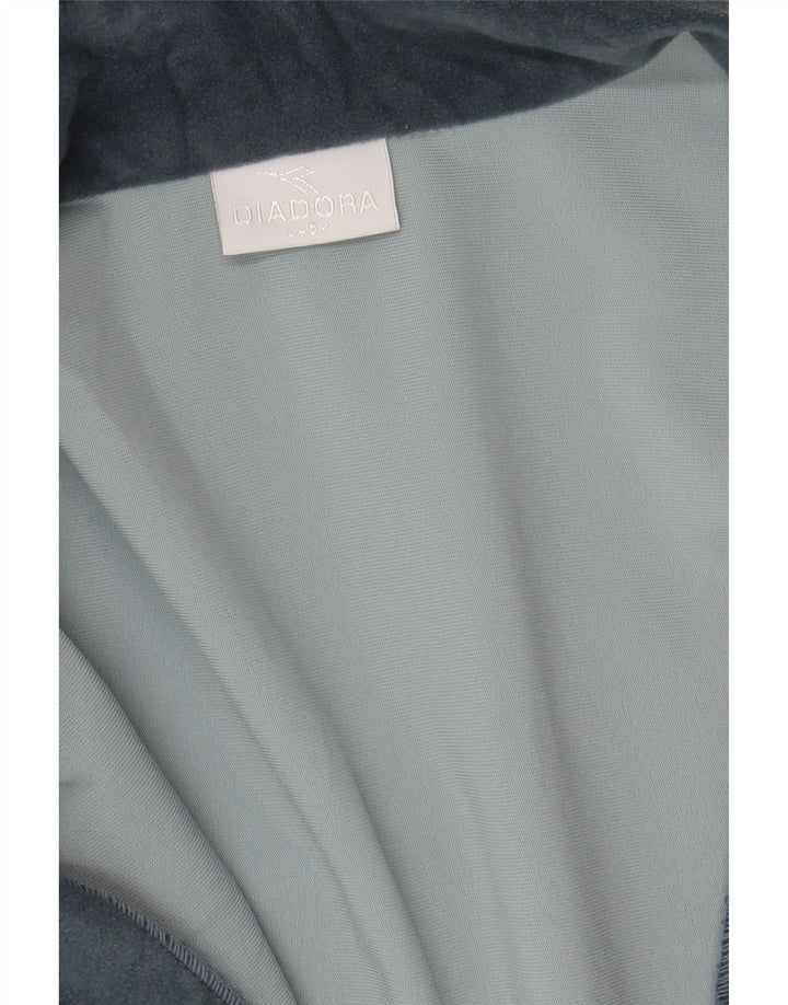 DIADORA Womens Velour Tracksuit Top Jacket UK 18 XL Turquoise Polyester