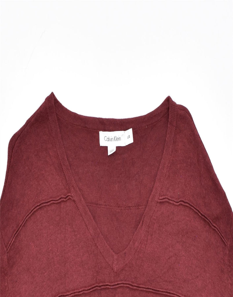 CALVIN KLEIN Mens V-Neck Jumper Sweater Large Maroon Cotton | Vintage | Thrift | Second-Hand | Used Clothing | Messina Hembry 