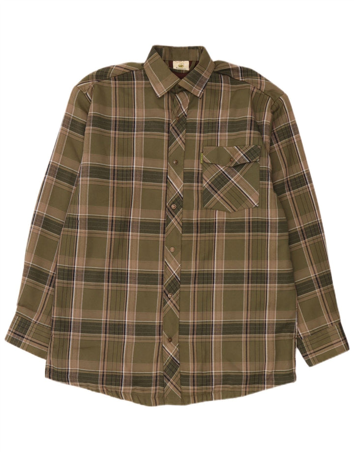 Bernwalt Mens Flannel Shirt Large Green Plaid Cotton