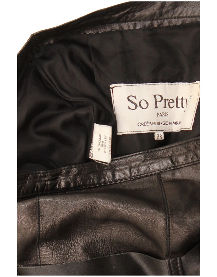 Vintage Womens Leather Flared Skirt EU 38 Medium W28  Brown