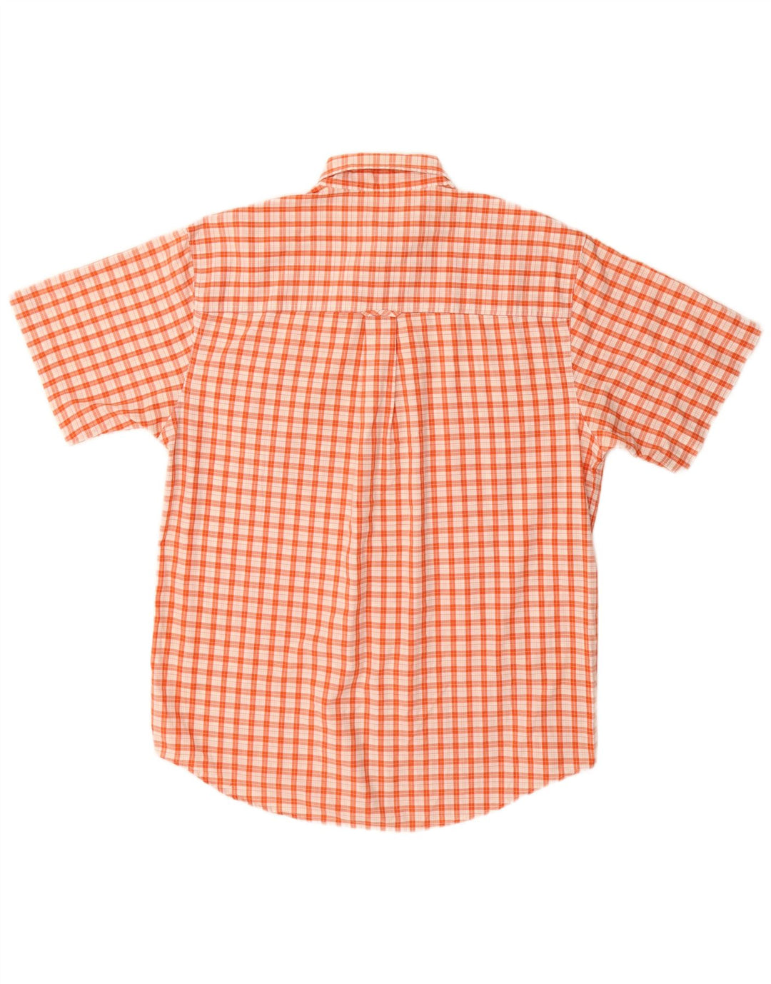 CHAPS RALPH LAUREN Mens Short Sleeve Shirt Medium Orange Check Cotton