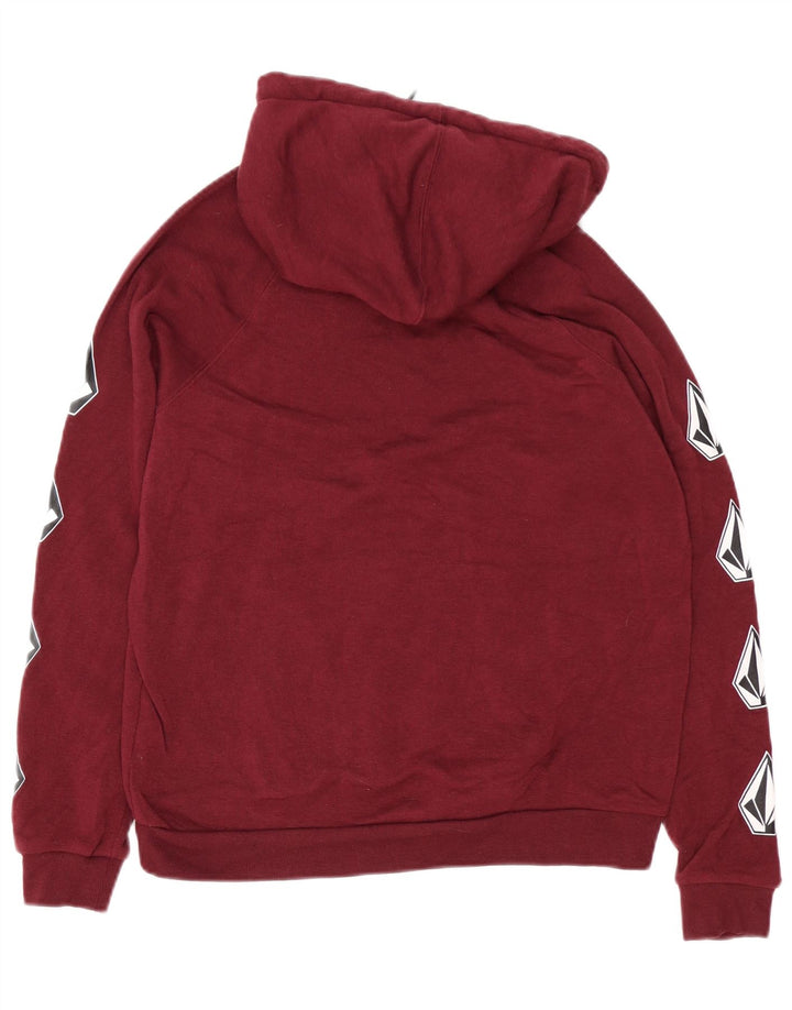Volcom Womens Graphic Oversized Hoodie Jumper US 4/6 Small Burgundy