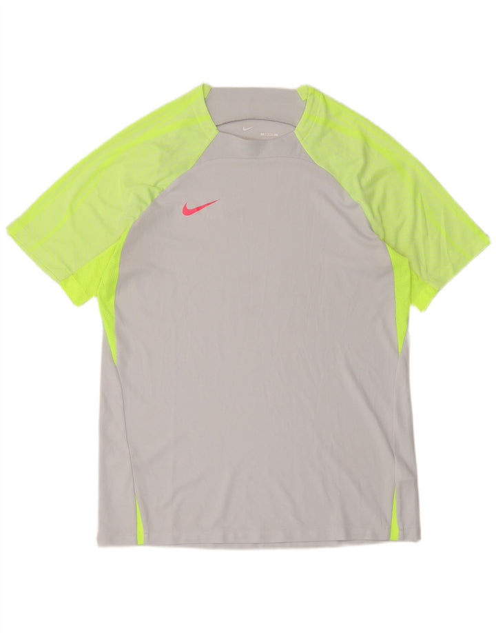 Nike Mens Dri Fit Slim T-Shirt Top Large Grey Colourblock Polyester