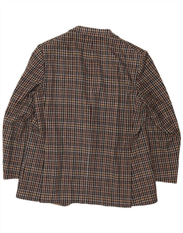 Vintage Mens 2 Button Blazer Jacket UK 40 Large Brown Houndstooth Cashmere