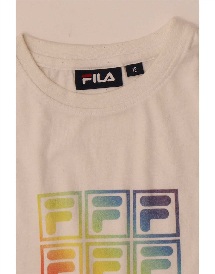 Fila Womens Graphic T-Shirt Top UK 12 Medium  White