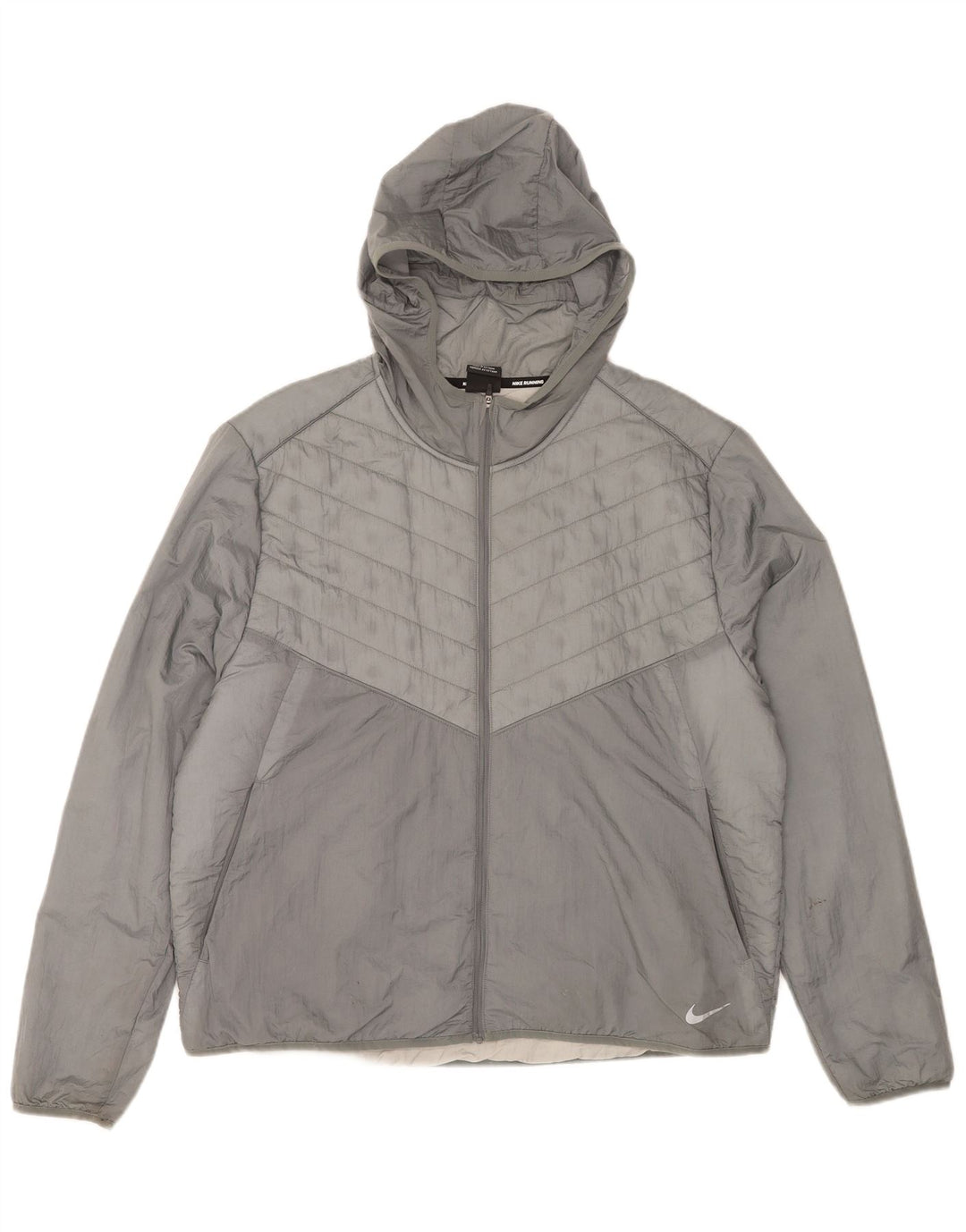 Nike Mens Hooded Padded Jacket UK 42 XL Grey Nylon