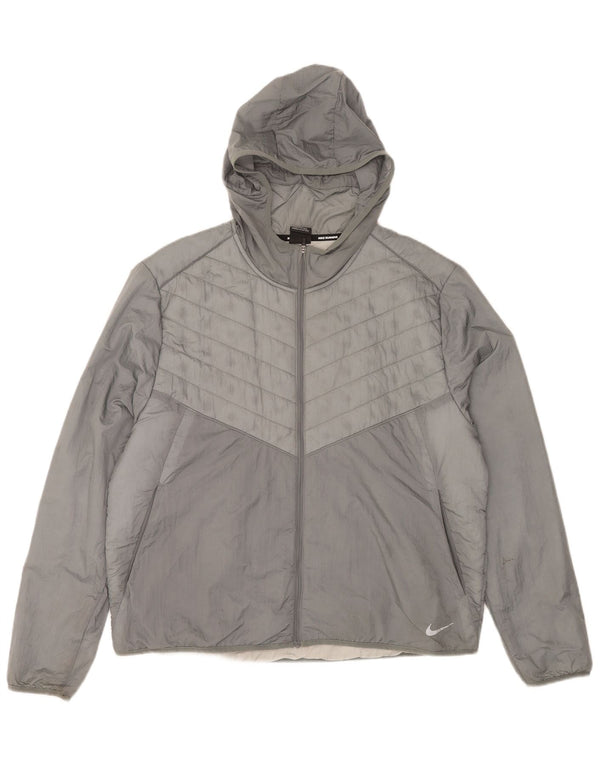 Nike Mens Hooded Padded Jacket UK 42 XL Grey Nylon