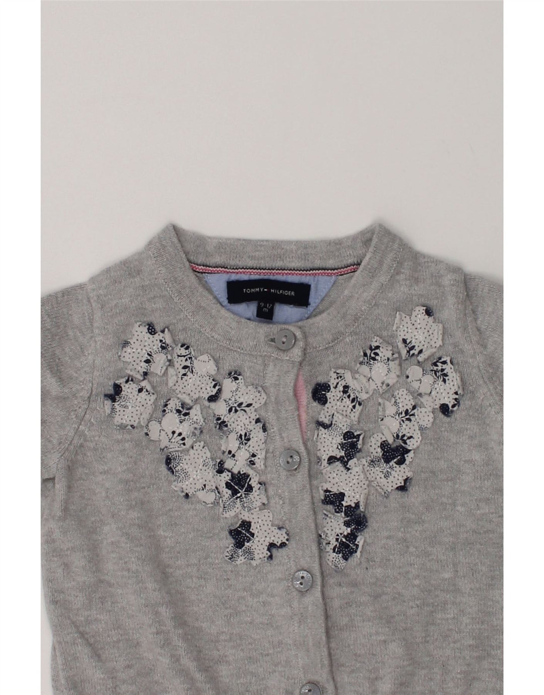 TOMMY HILFIGER Baby Girls Cardigan Sweater 9-12 Months Grey Cotton | Vintage Tommy Hilfiger | Thrift | Second-Hand Tommy Hilfiger | Used Clothing | Messina Hembry 