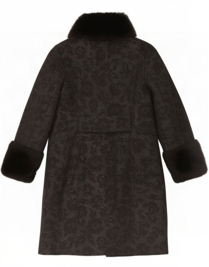 Coast Womens Overcoat UK 12 Medium Black Floral Polyester