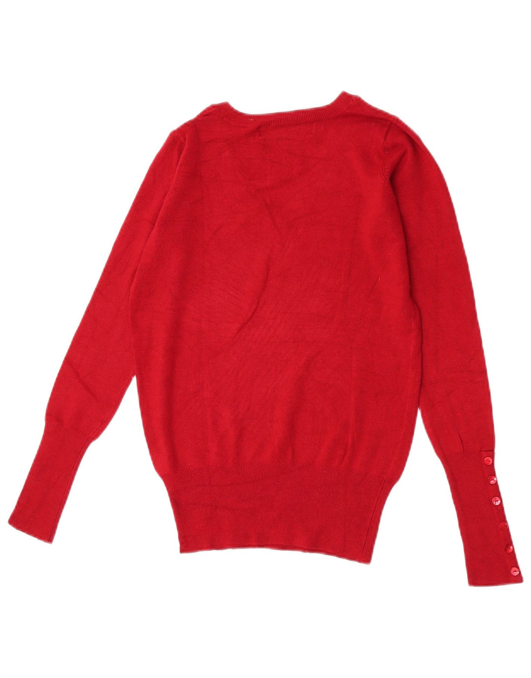 Zara Womens V-Neck Jumper Sweater UK 10 Small Red Rayon
