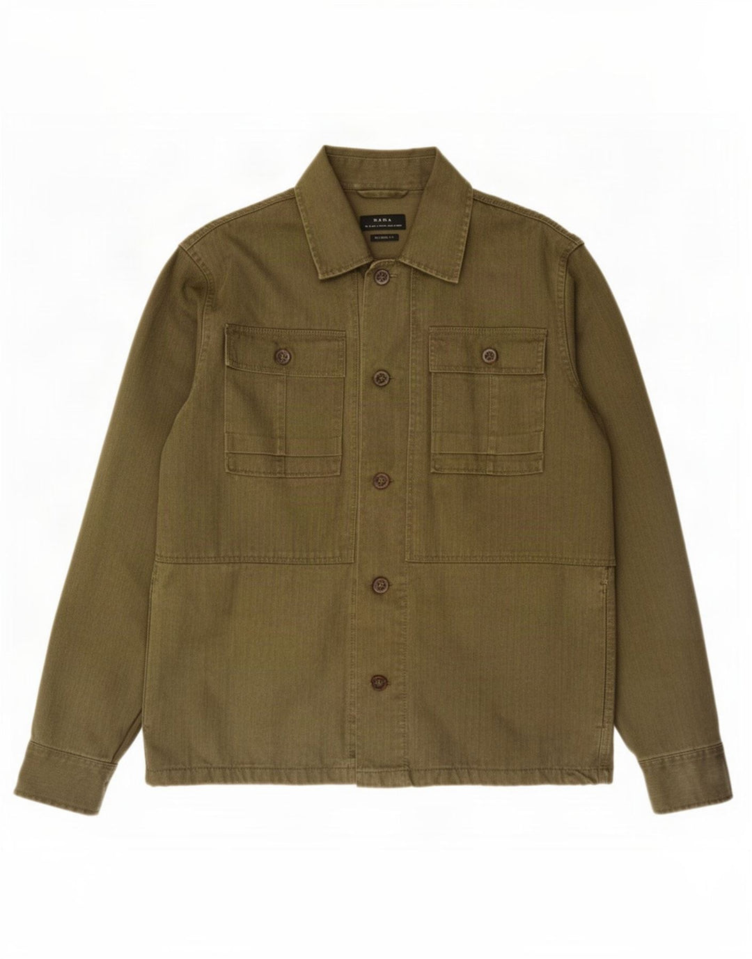 Zara Mens Relaxed Fit Utility Jacket UK 38 Medium Khaki Cotton