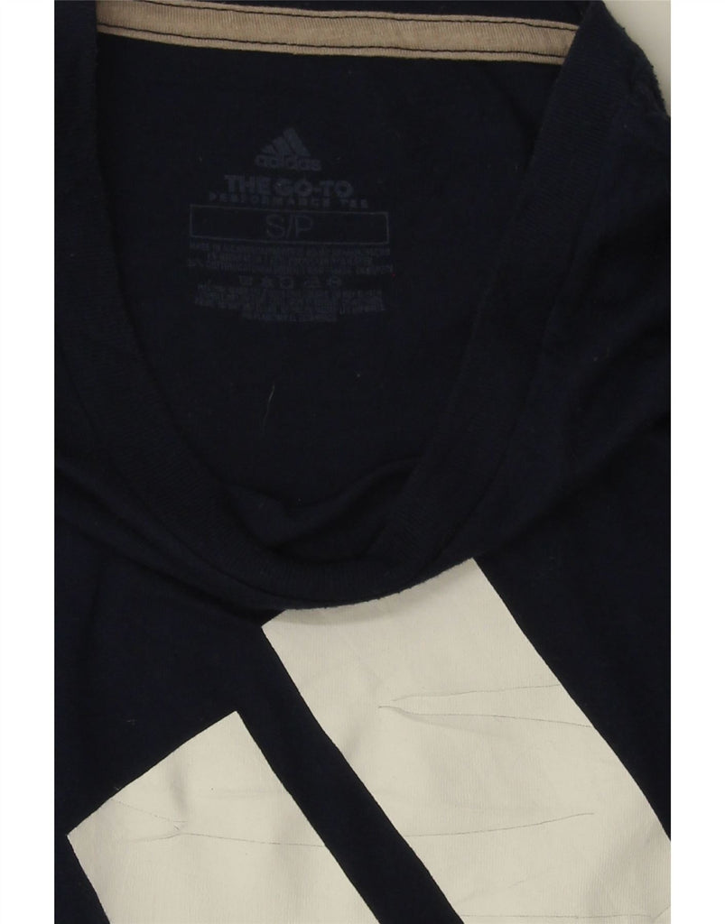 ADIDAS Mens Graphic T-Shirt Top Small Navy Blue Cotton Vintage Adidas and Second-Hand Adidas from Messina Hembry 