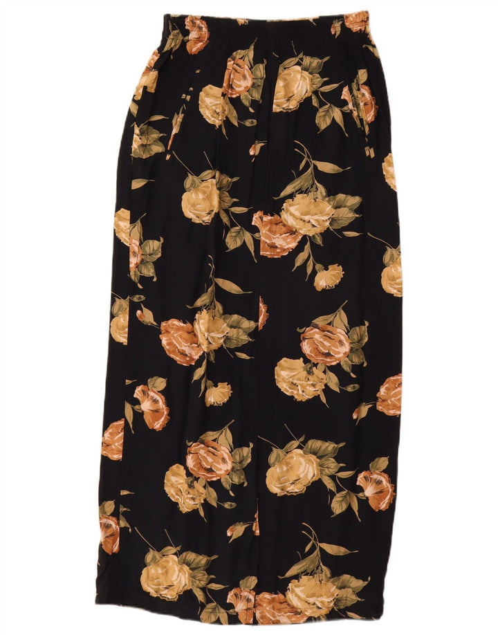 STEFANEL Womens High Waist Maxi Skirt Medium W28  Black Floral Rayon