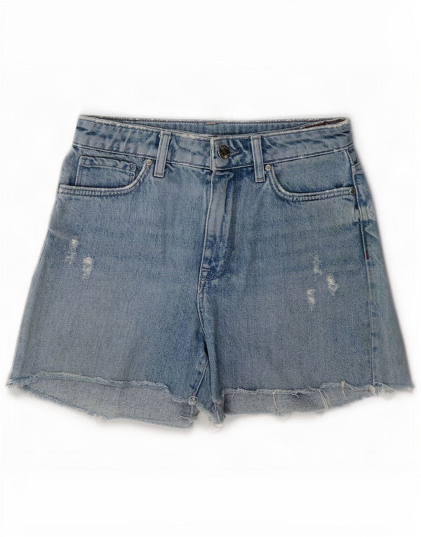 Tommy Hilfiger Womens High Waist Distressed Denim Shorts W27 Small Blue