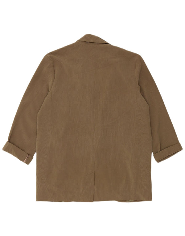 Topshop Womens Oversized 1 Button Blazer Jacket UK 10 Small Khaki Pinstripe