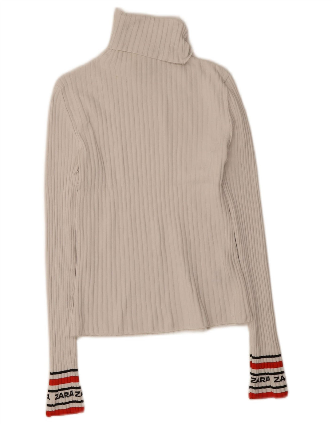 Zara Womens Graphic Top Long Sleeve UK 12 Medium White Colourblock