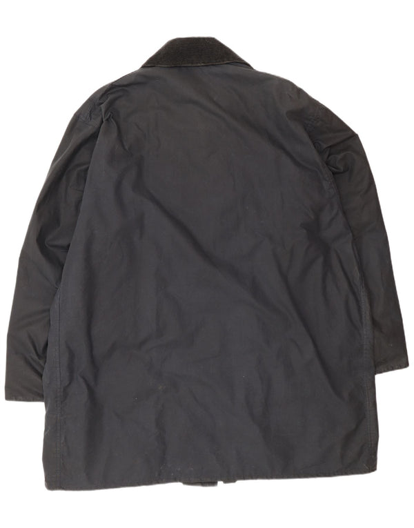 Barbour Mens Waxed Cotton Jacket UK 46 3XL Navy Blue Cotton