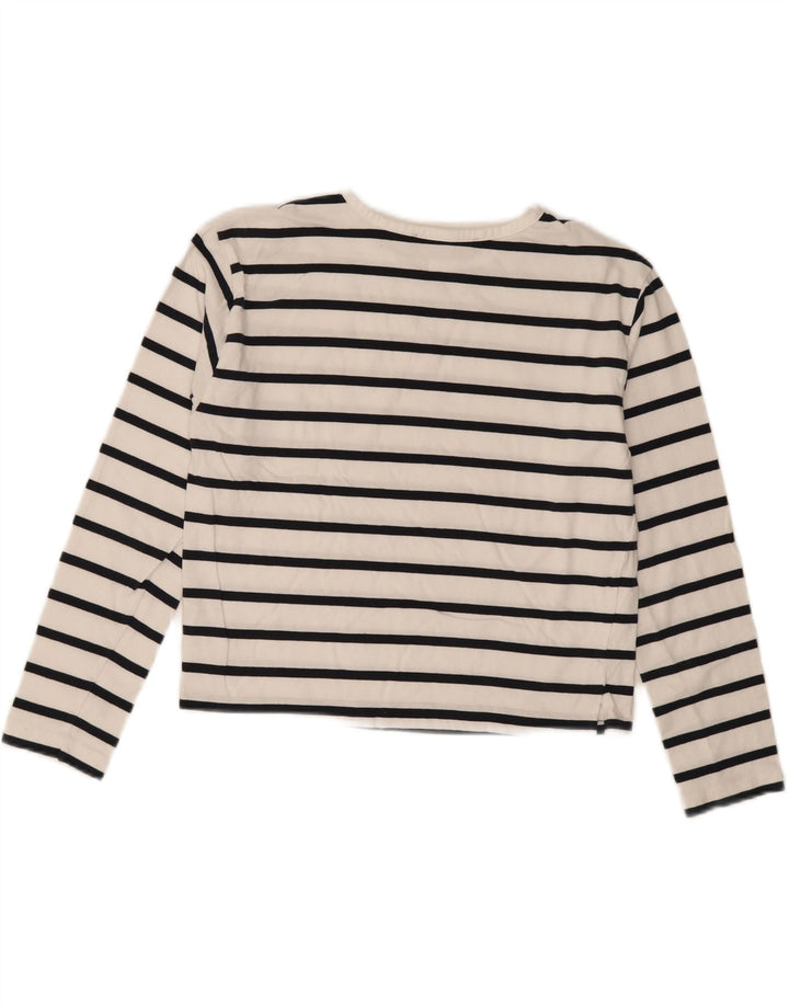 FRENCH CONNECTION Womens Crop Top Long Sleeve UK 14 Medium White Striped Vintage French Connection and Second-Hand French Connection from Messina Hembry 