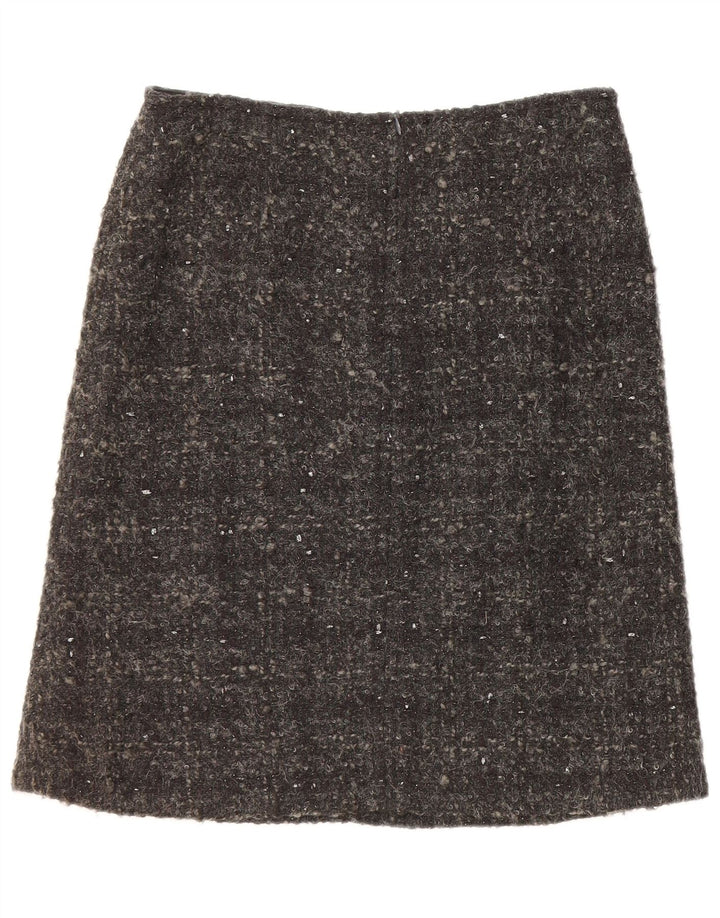 Intrend Womens Pencil Skirt UK 12 Medium W30 Grey Check Wool