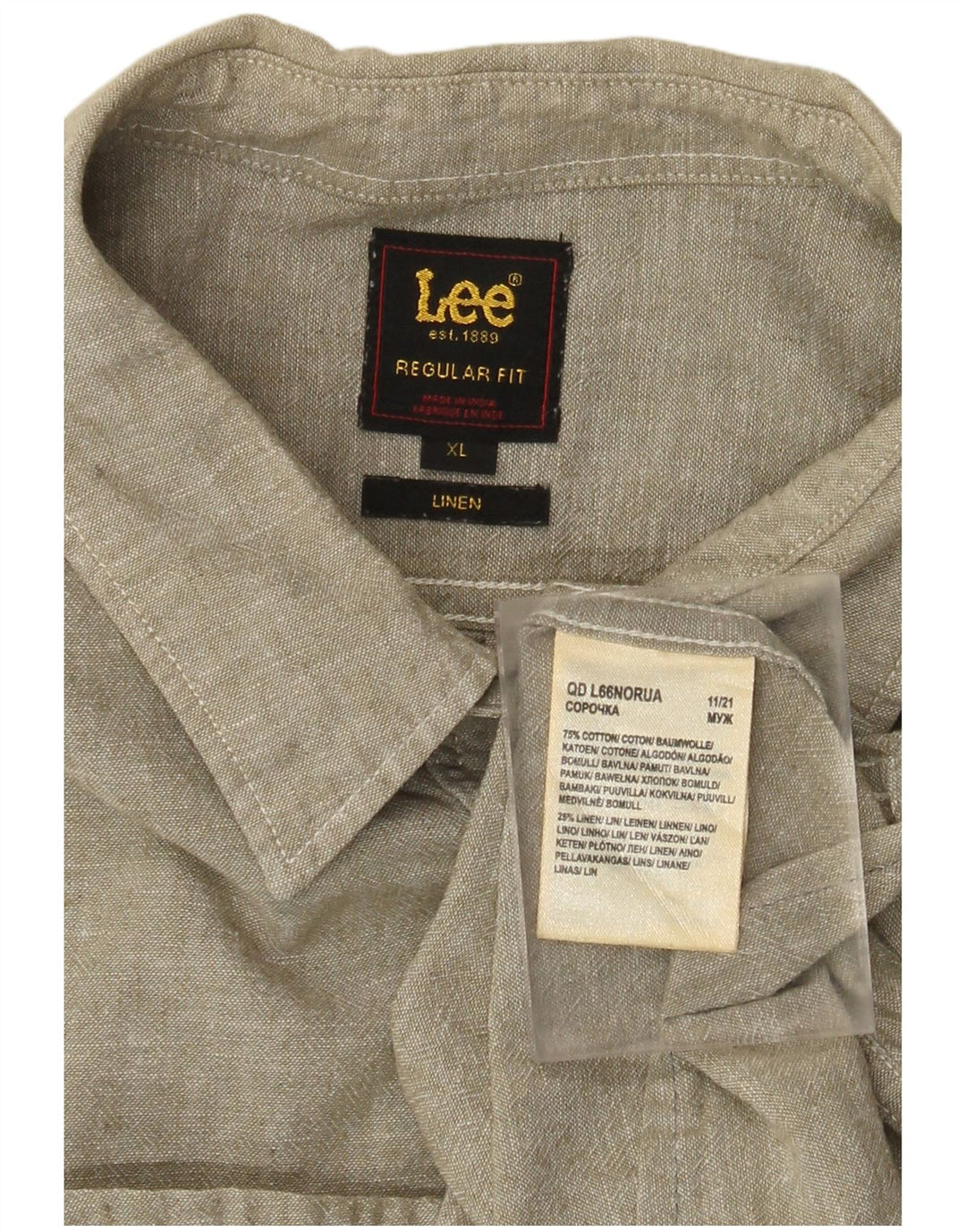 Lee Mens Regular Fit Shirt XL Green Cotton