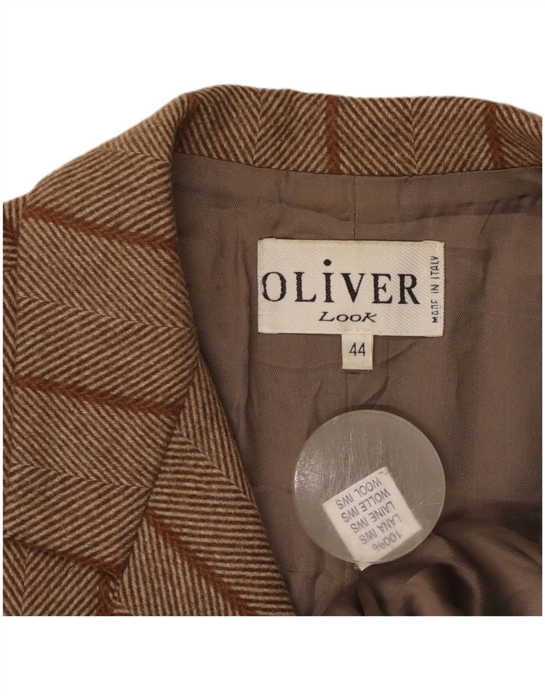 Oliver Womens Waistcoat IT 44 Medium Brown Herringbone Wool