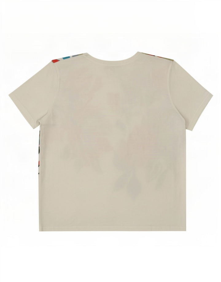 Zara Womens Graphic T-Shirt Top UK 14 Medium White Floral